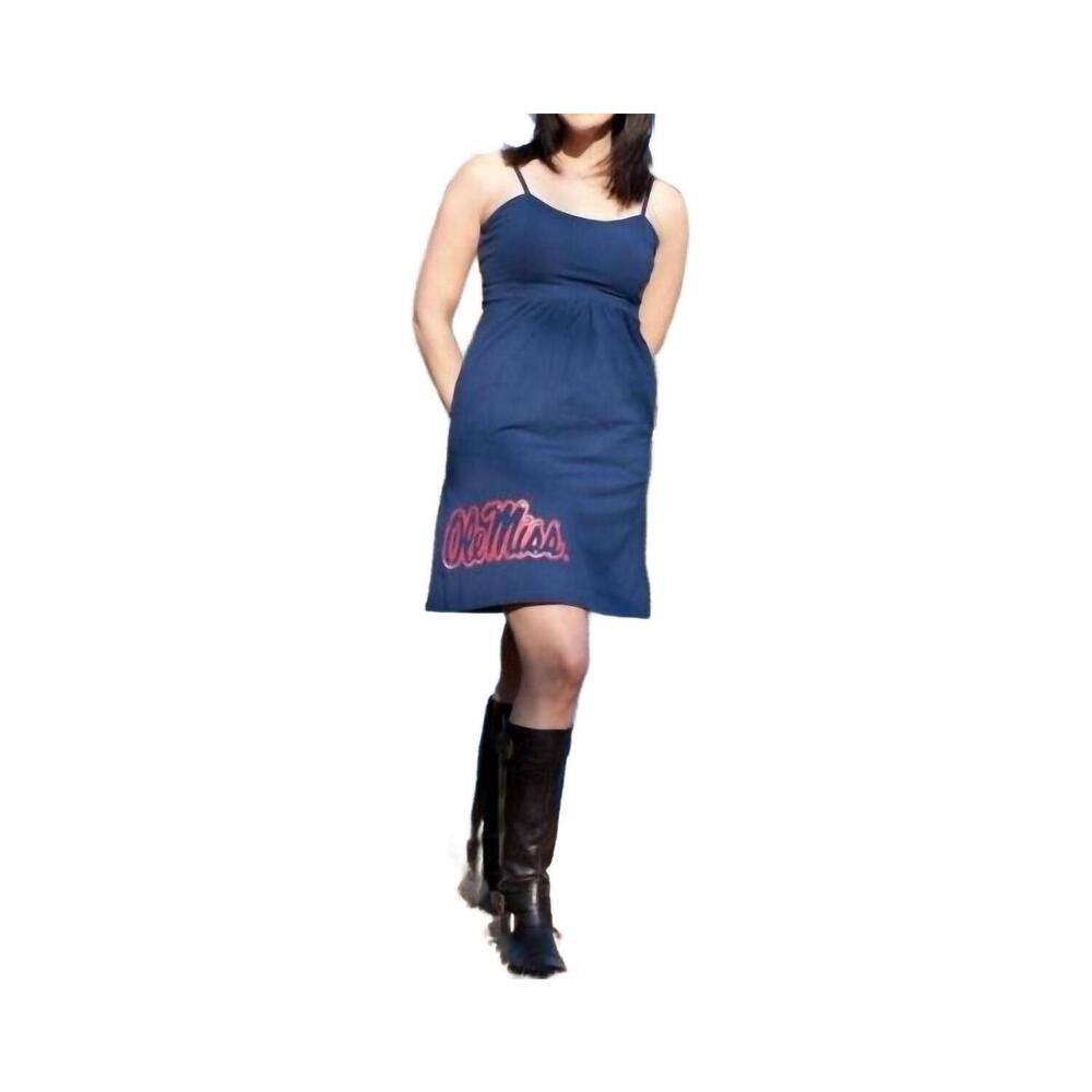 NEW GLITTER GEAR ole miss logo swarovski crystal dress in navy